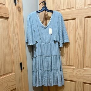 JODIFL Light Blue Tiered Midi Dress